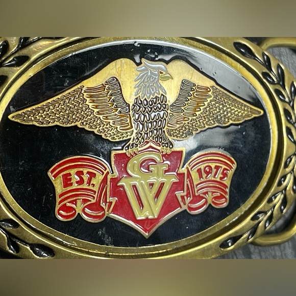 Vintage Eagle Brass Belt Buckle Heritage Buckles Enamel Inlay USA - Picture 6 of 9